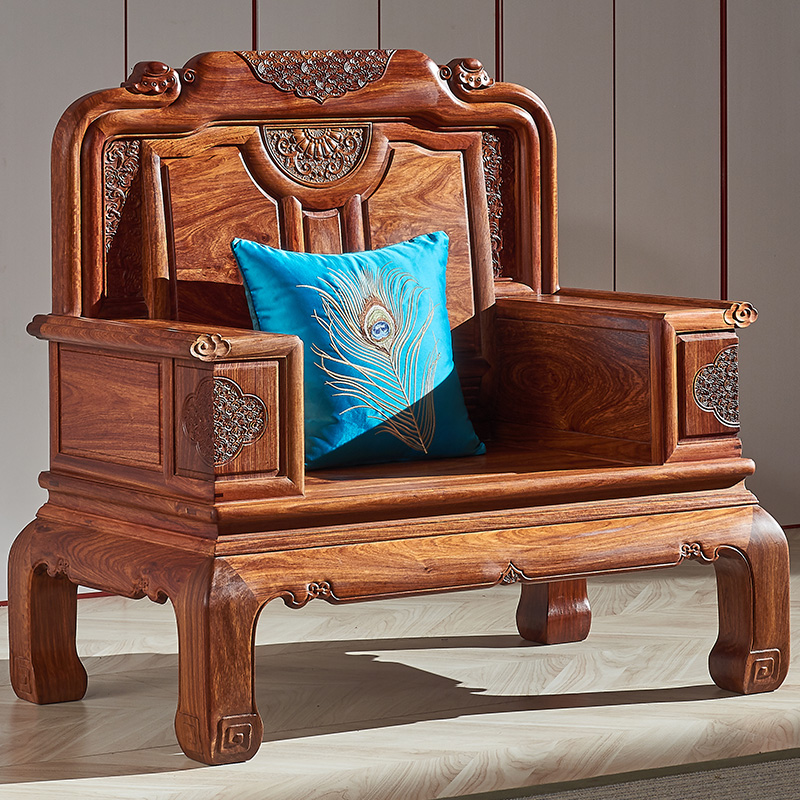 Red Wood Furniture Sofa Hedgehog Purple Sandalwood New Chinese Solid Wood Combined Vintage Small Household Type Gold Ruyi