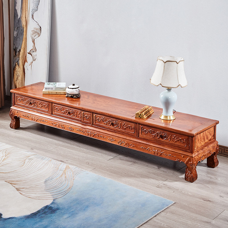 Luxury TV cabinet Flower wood Chinese solid wood modern combination of antique antique surface African hedgehoppy