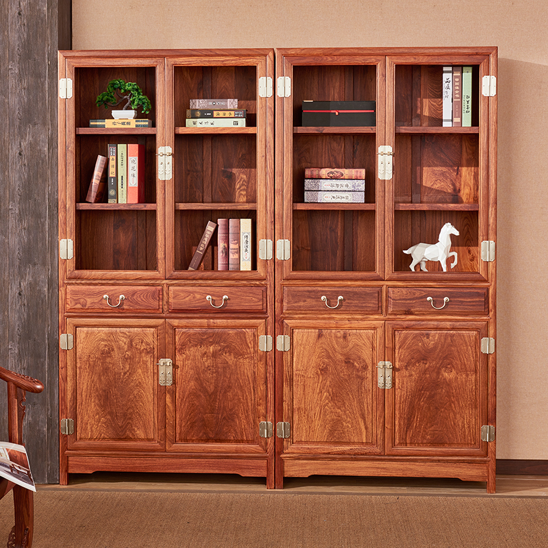 Red Wood Furniture Hedgehog Purple Sandalwood Face Bookcase Display Cabinet Hardwood Wood Collection Cabinet Composition Book House Office
