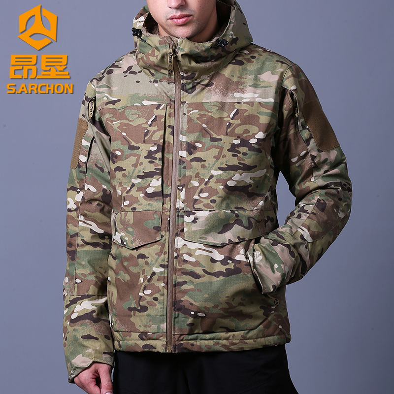 Autumn and winter outdoor suit men's three-in-one waterproof windbreaker plus velvet padded warm camouflage mountaineering suit tactical jacket