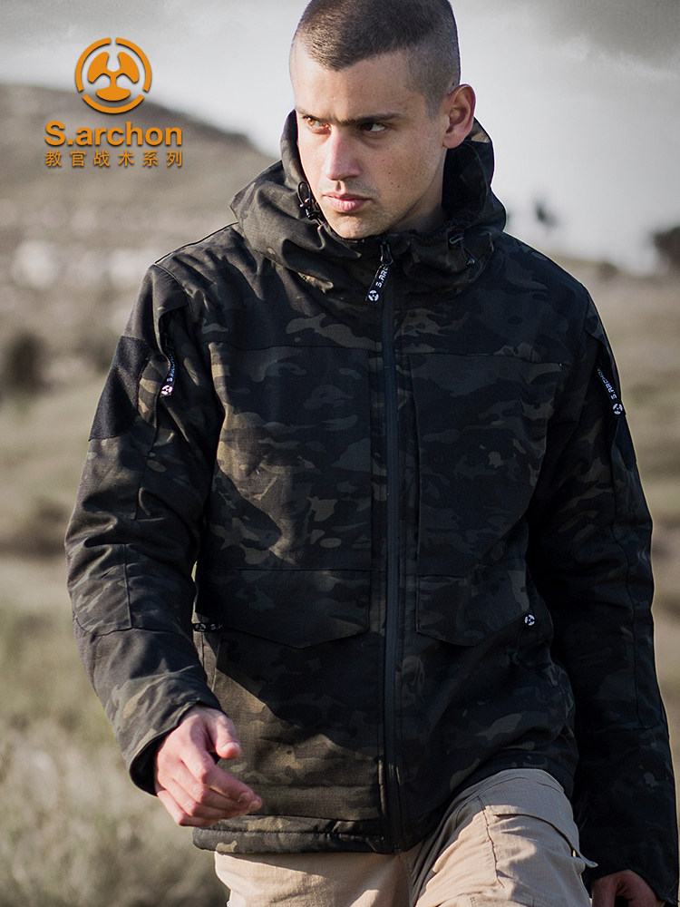 Red flame instructor tactical jacket men's autumn and winter outdoor camouflage waterproof windbreaker plus velvet M65 military fan field stormtrooper