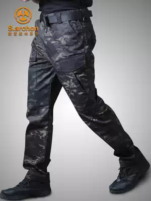 Spring and Autumn Tactical Pants Men's Slim Trousers Wear-resistant Waterproof Special Forces Training Pants Multi-pocket Outdoor Toal Pants