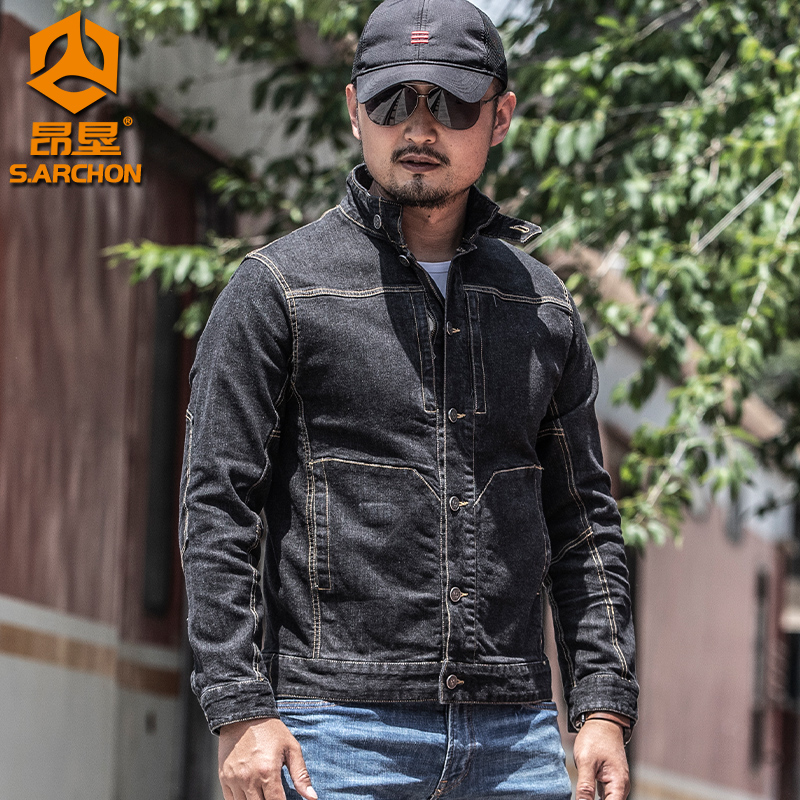 Spring and Autumn New Commuting Eagle Tewo Instructor Tactical Denim Jacket Men's Windproof Wear-Resistant Multi-Pocket Mountaineering Jacket