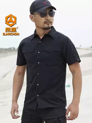Summer outdoor short-sleeved shirt men's ultra-thin breathable military fan tactical quick-drying shirt lapel tooling casual men's top