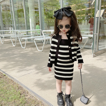 Chao brand womens new stripes Korean version of childrens net red dress baby foreign girl spring and autumn clothes