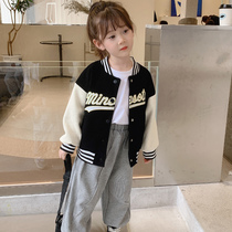 Tide brand childrens baseball clothing coat 2021 autumn and winter New fashionable childrens clothing girls baby cotton coat children thick