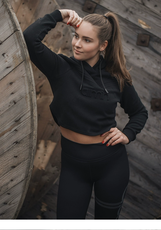 RESHAPE / Tu sửa aimn áp suất không khí LOGO cao eo ngắn dây rút ngắn trùm đầu áo len Retro - Thể thao lông cừu / jumper áo hoodie đẹp