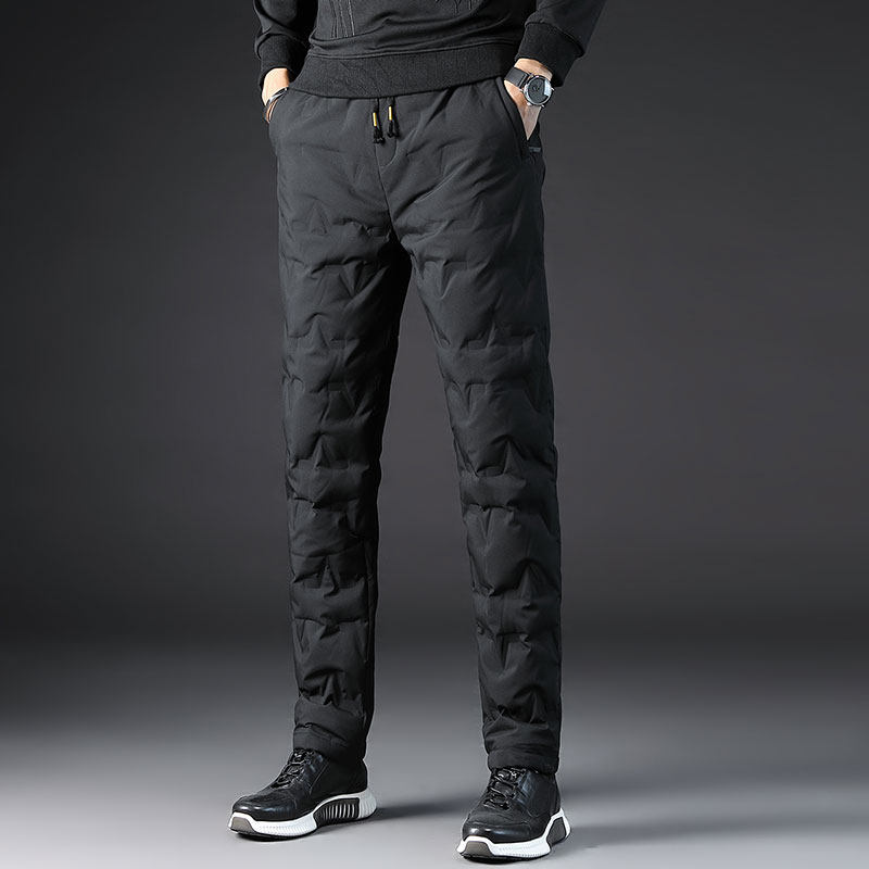 Brands Men's Down Pants Men's Chill Winter New Outwear Casual Pants Thickened Cotton Pants Dad Warm Pants-Taobao