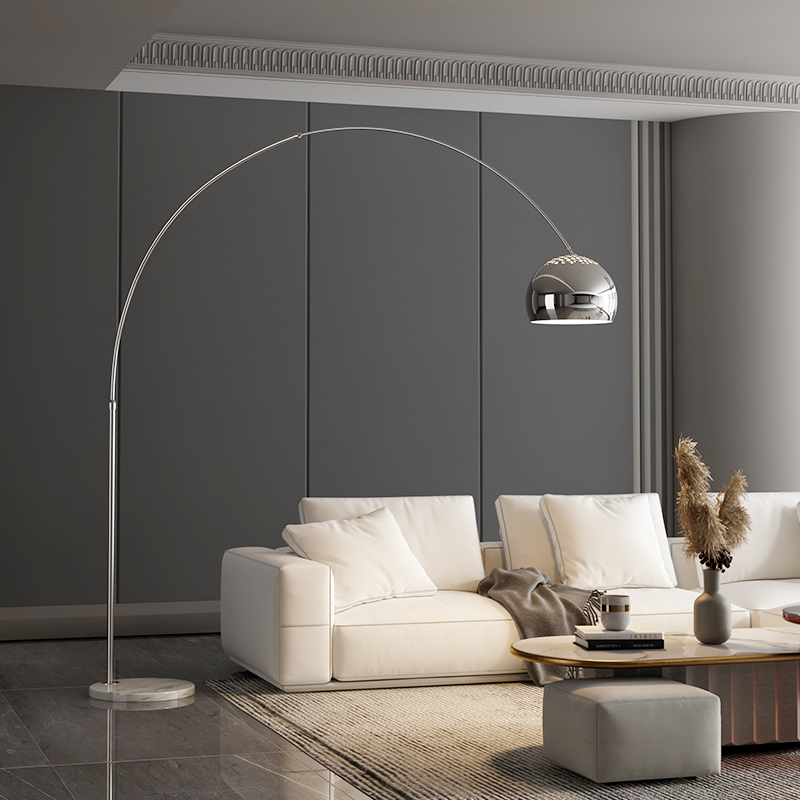 Italian-Style High-End Fishing Lamp Floor Lamp Next to the Sofa in the Living Room, Silver Atmosphere, Light Luxury Art Design Ornament Table Lamp