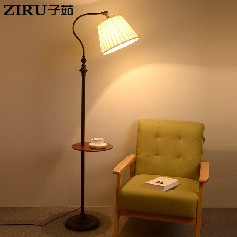 <!--美式落地灯客厅沙发卧室床头置物法式复古中古中式带托盘茶几台灯-->