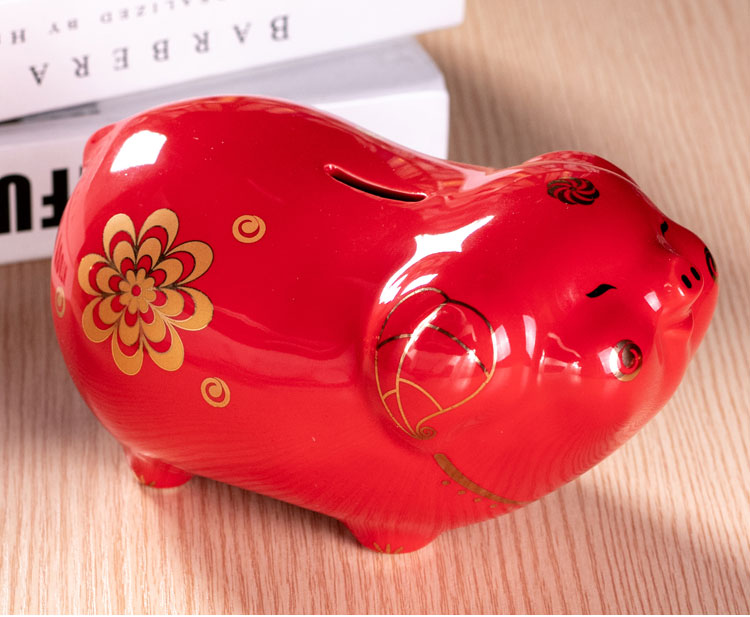Piggy Bank Piggy Child Tài chính Lợn Full Net Đỏ Sáng tạo gốm Thay đổi Piggy Bank Red Pig Piggy Bank Trang trí - Trang trí nội thất shop bán đồ trang trí phòng ngủ