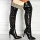 High-Heeled Boots for Women, New Autumn and Winter Models, European and American Cross-Border Style, Super High Heels, Large Size, Black Over-The-Knee Long Boots