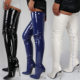 Independent Station Export Popular European and American Large Size 47 Sexy Side Zipper Patent Leather High-Heeled Over-The-Knee Boots Do Not Support Returns or Exchanges