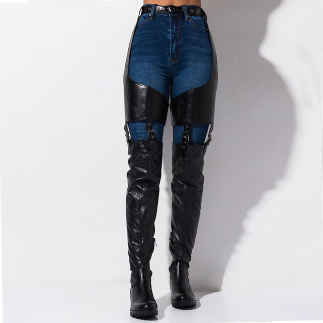 Independent Station Export European and American Sexy Plus Size Women's Over-The-Knee Boots Nightclub Jazz Dance Boots Catwalk Performance Belt Pants Boots