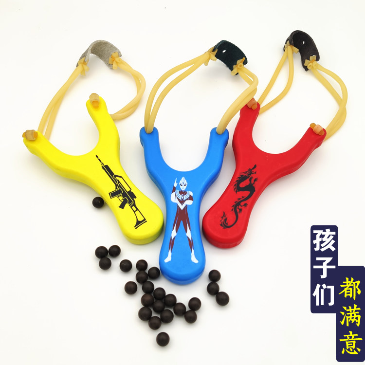 Children's slingshot color pattern Ultraman slingshot traditional wooden projectile shooting dart bow and arrow toy wooden fork