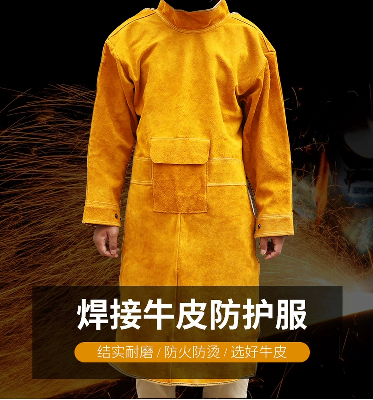 Quần áo bảo hộ hàn da bò, cách nhiệt, chống bỏng, chống cháy, chịu nhiệt độ cao, quần áo bảo hộ lao động hàn hồ quang argon, tạp dề da ngược quần áo bhld