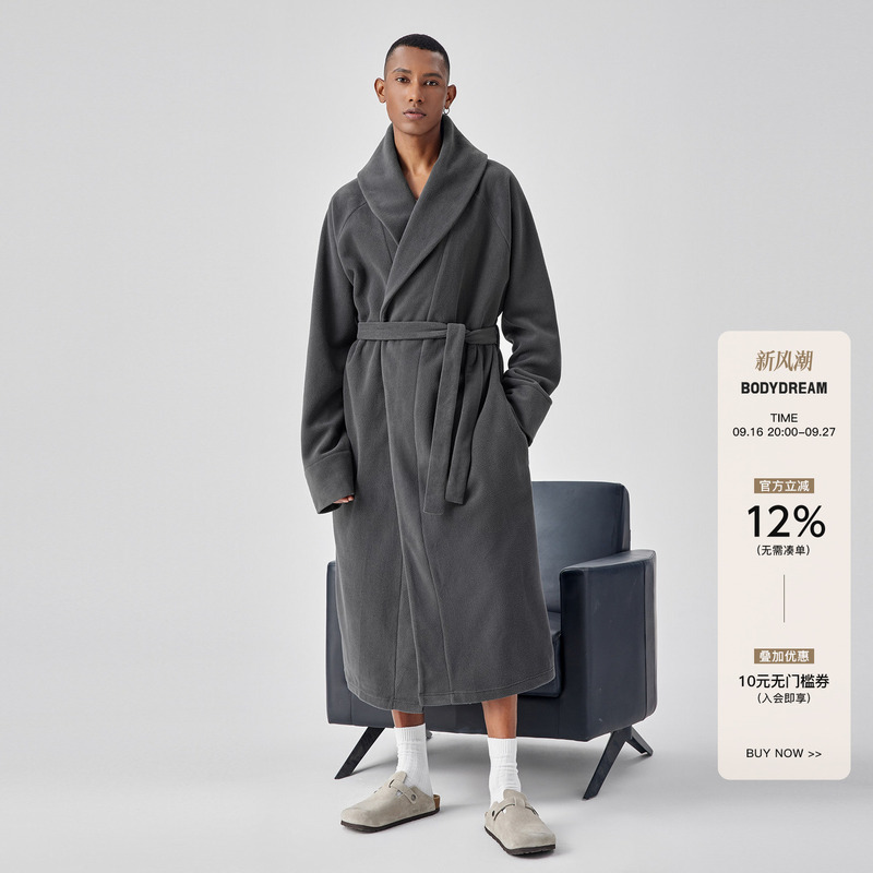 Bodydreamhome Fleece Long Nightgown for Men, Winter Warm and Relaxed Pajamas, Thickened Bathrobe, Home Wear Bodydreamhome Fleece Long Nightgown for Men, Winter Warm and Relaxed Pajamas, Thickened Bathrobe, Home Wear