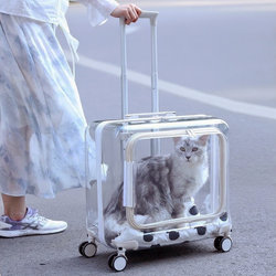 Pet Stroller, Pet Carrier Bag for Outings, Portable Large-Capacity Panoramic Pet Trolley Box