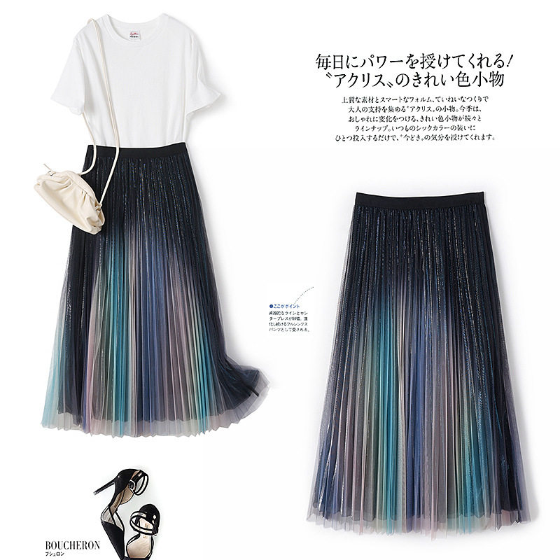 Eurogoods Foreign Trade Women's Clothing Cut Tail single discount Big Tail Goods Withdrawal Cabinet Bull Stock Dazzling Color Mesh Color Mesh Veil half-body dress