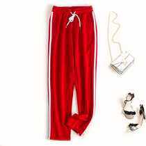 Light luxury big-name high-end counter exports to Europe and the United States Foreign trade surplus single cut tail goods brand new three-bar sweatpants