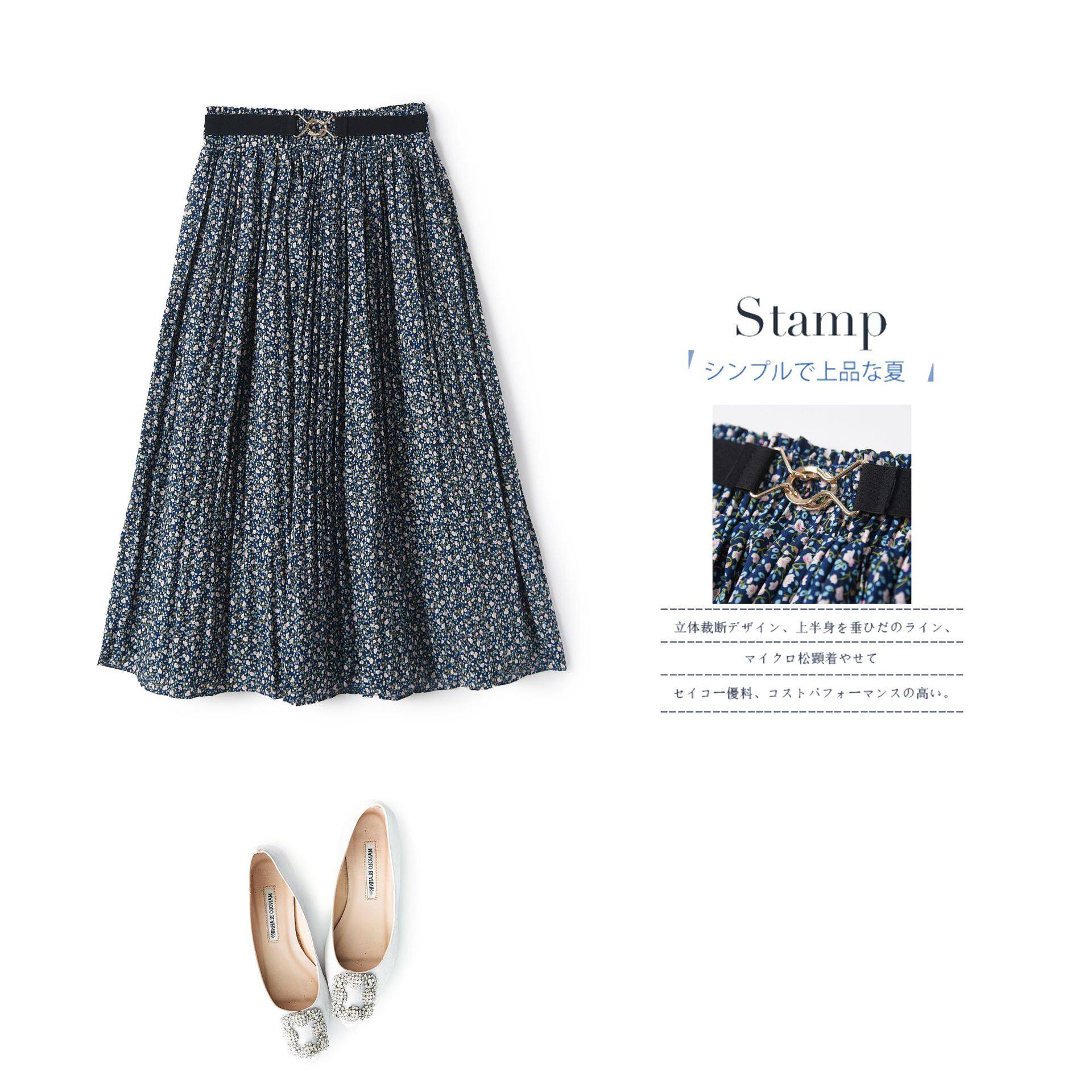 European Goods Special Cabinet Women's Dress Code Clearance Clear Cabin White Vegetable Price Cut of Bull Goods Europe and America Small Broken Flowers 100 Pleated Half Body Dress