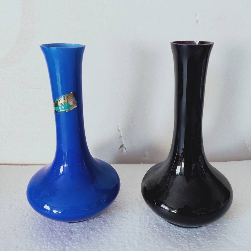 Nostalgia old stock 80 - 90s glazed vase blue black please note default blue