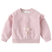 Girls sweatshirt autumn 2024 new style baby long-sleeved round neck childrens top spring and autumn childrens bottoming shirt