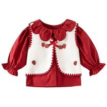 Girls Suits Autumn Clothes 2024 New Style Baby Clothes Childrens Shirts Vests Spring and Autumn Childrens Two-piece Set