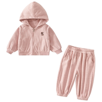 Girls autumn clothing set 2024 new style childrens hooded sweatshirt and sweatpants baby sports two-piece set spring and autumn