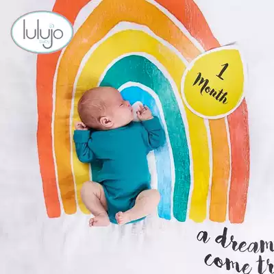 Lulujo baby bath towel newborn cotton gauze growth commemorative Carabet anti-kicking package was baby spring and summer autumn