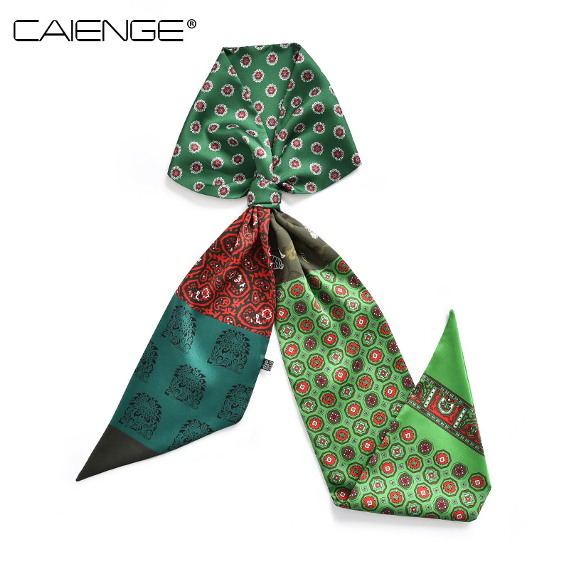 Thin and narrow green retro small silk scarf all-match tied bag hair belt belt long streamer decorative scarf scarf female