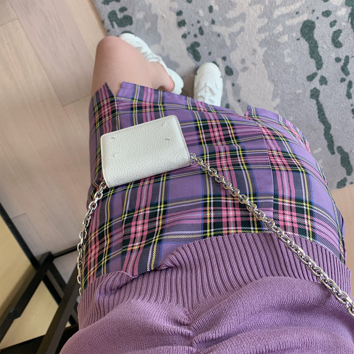 Plaid skirt women's summer 2022 new purple skirt high waist a-line skirt Western style package hip skirt short skirt trend