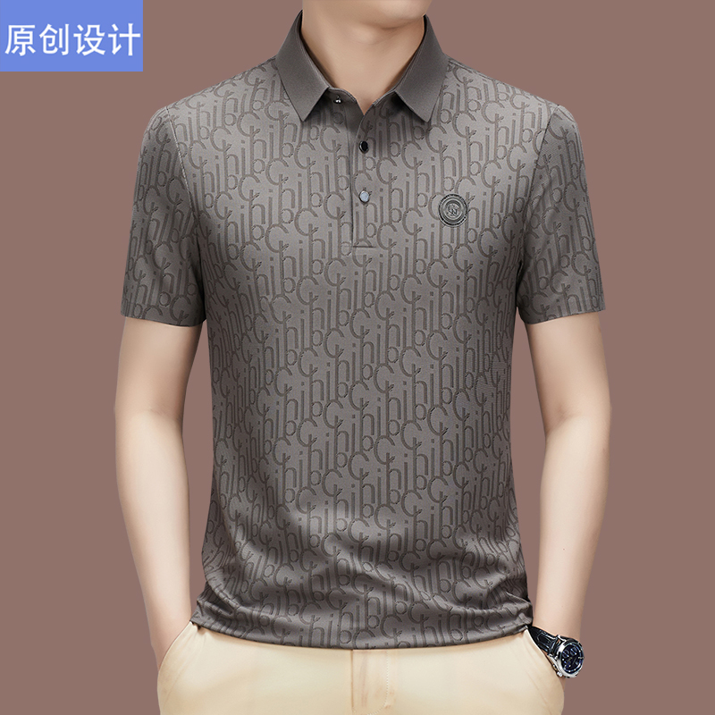 Italian Brand Mulberry Silk Lapel Short-Sleeved T-Shirt for Men in Summer, Classy Loose Ice Silk Casual Polo Shirt for Middle-Aged Men Italian Brand Mulberry Silk Lapel Short-Sleeved T-Shirt for Men in Summer, Classy Loose Ice Silk Casual Polo Shirt for Middle-Aged Men