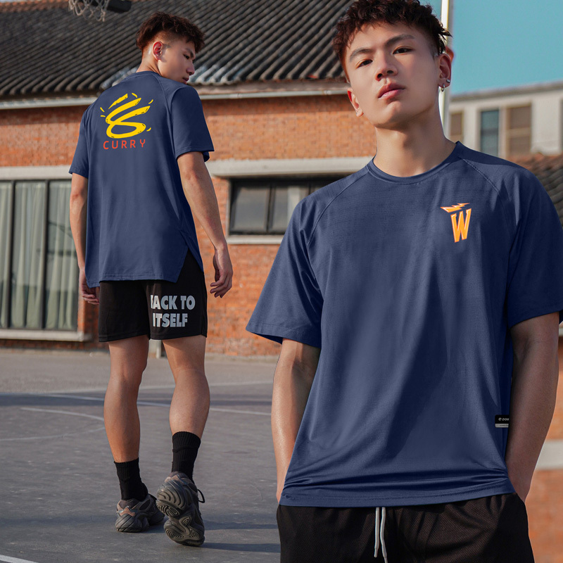 Warriors Curry Basketball Short-Sleeved Quick-Drying T-Shirt Men's Summer Loose Breathable Jersey Running Fitness Sports Top