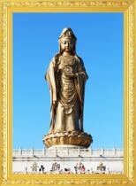 Size section Putuo Mountain Guanyin BodhisattBodhisattva portrait Buddha portrait hanging like hanging picture self-sticking picture with solid wood photo frame