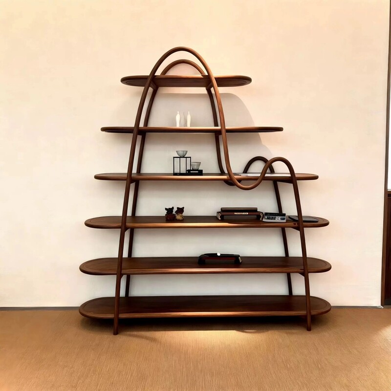 New Chinese-Style North American Black Walnut Bookshelf Multi-Layer Display Cabinet Storage Cabinet Solid Wood Antique Shelf Bookshelf Floor Cabinet New Chinese-Style North American Black Walnut Bookshelf Multi-Layer Display Cabinet Storage Cabinet Solid Wood Antique Shelf Bookshelf Floor Cabinet