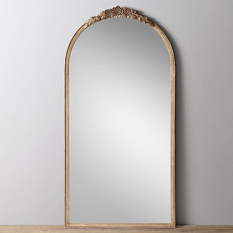 Law-Style Full-body Mirror Home Bedroom American Light Extravagant Sculpture Flower Full-body Mirror Cloakroom European-style Retro Floor Mirror