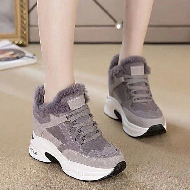 运动鞋女2019冬季新款百搭黑色棉鞋女冬加绒保暖休闲鞋内增高女鞋