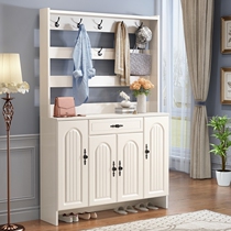 Split White simple shoe cabinet with hanger integrated home bedroom porch solid wood cloakroom hanger landing