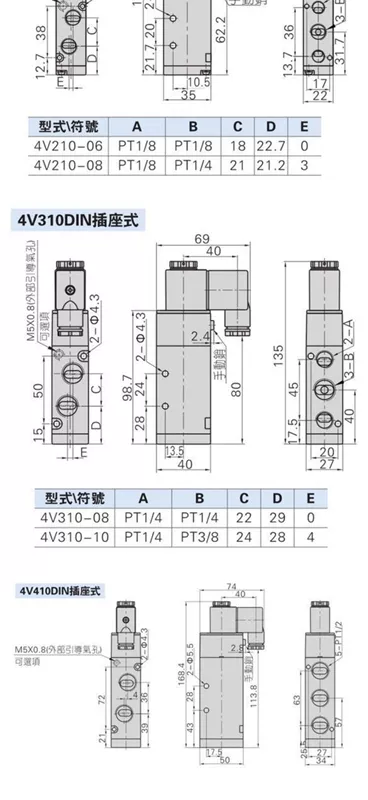 Van điện từ khí nén 4V410-15 hai vị trí 5 chiều 220V xi lanh đảo chiều van không khí van điện Van điều khiển điện từ 24V van solenoid khí nén van điện từ khí nén festo