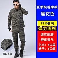 Хлопок T716 [эластичный набор] Черные цветы