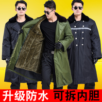 Cotton coat mens winter thickened long section of labor and cotton clothing anti-frigid clothes security cotton clothes Northeast big cotton padded jacket Military cotton coat