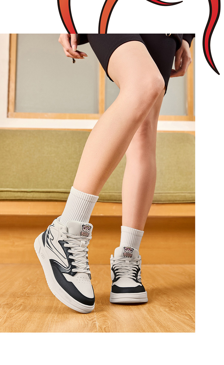 обувь на тонкой подошве ( для скейтборда ) 电池熊猫鸿星尔克板鞋休闲 𫔮高筒女鞋夏季2025新款鞋子厚底运动鞋女 The Erke