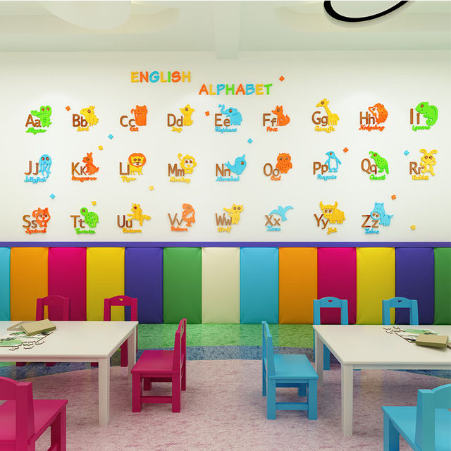 English alphabet wall sticker 3d kindergarten classroom decoration primary school early education class cultural wall layout acrylic