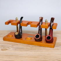 Beech solid wood pipe rack handmade pipe straight row mens display stand 5-position vertical five-position wooden pipe holder