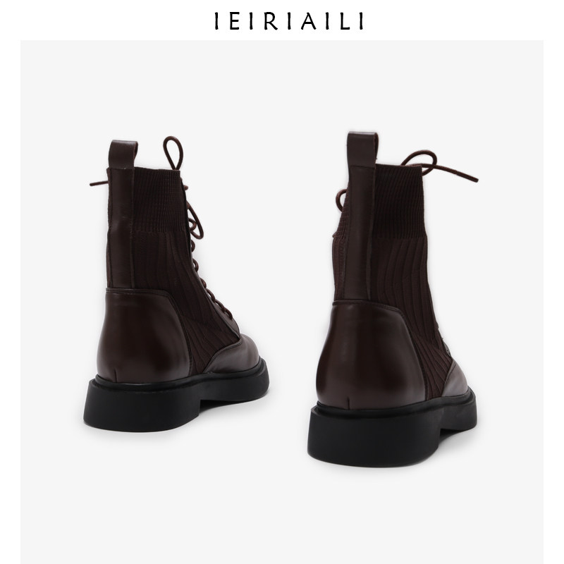 ㊙Socks Boots Knit Stretch Slim Boots Woman Winter Short Boots Spring Autumn Single Boots Flat Bottom Martin boots female Inn fan car