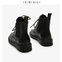 Vintage lace-up booties childrens spring and autumn boots genuine leather British wind round head Martin boots womens flat bottom 2021 new