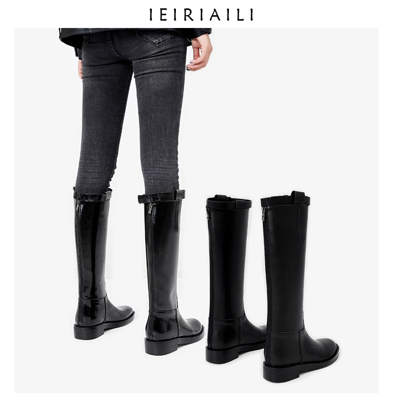 Boots women's knee-high 2020 autumn and winter new shiny leather high-barrel Martin boots women's long-barrel riding boots knee-high riding boots