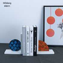 Nordic office study modern minimalist copper piece bookblock decorations new Chinese bookcase marble bookcase ornaments
