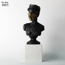 Nordic modern luxury model house creative masked Roman girl character ornaments neoclassical home porch accessories